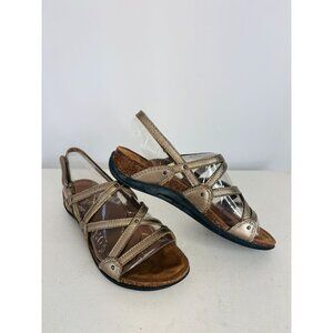 Dansko Jovie Metallic Pewter Leather Strappy Sandals, Women's EU Sz 37